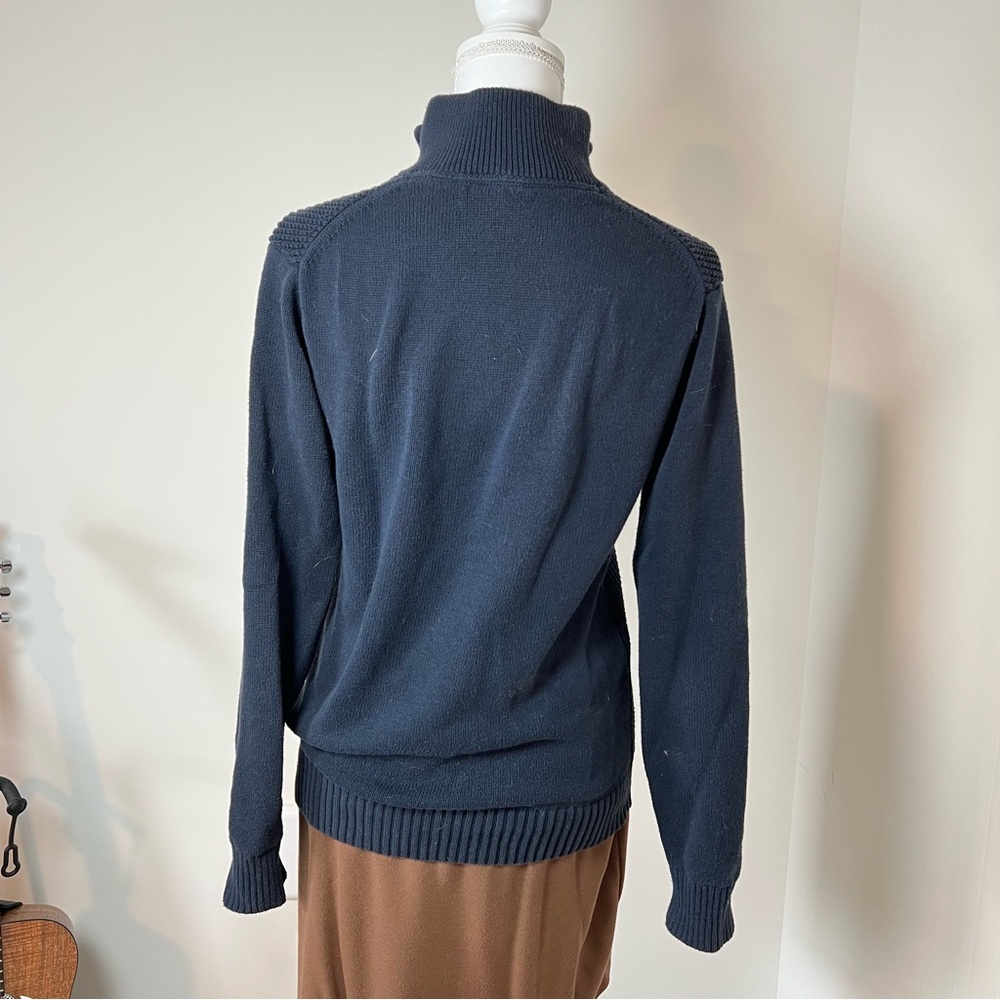 Banana Republic 100% Cotton Dark Navy Blue Waffle Knit 3/4 Zip Pullover 🧵 - Picture 5 of 10